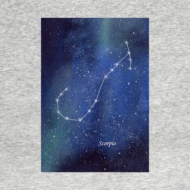 Scorpio Star Constellation with Galaxy Background by Sandraartist